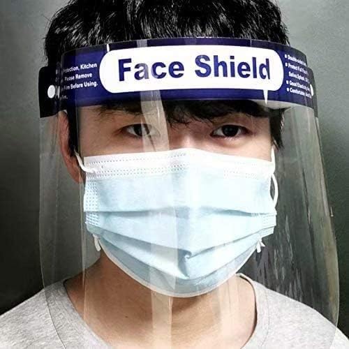 Anti-fog Face Shield Transparent Protective Mask Unisex Adjustable Full Face Shields with Protective Clear Film Elastic Band and Comfort Sponge