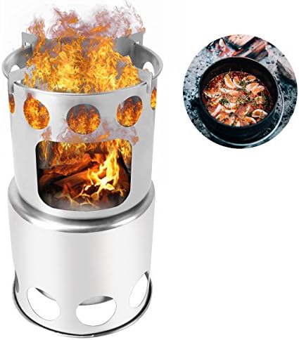 Sanyi Wood Camping Stove Stainless Steel Backpacking Stove Compact Lightweight for Outdoor Backpack
