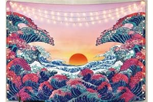 Ocean Wave Tapestry Sunset Tapestry 3D Great Wave Tapestry Japanese Tapestry for Room