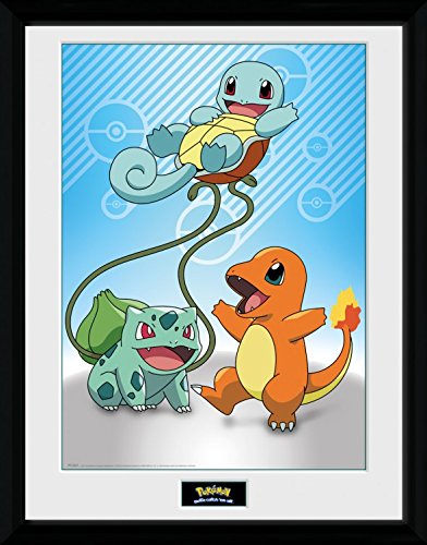 1art1 100180 Pokemon Kanto Starters Gerahmtes Poster Fü R - 