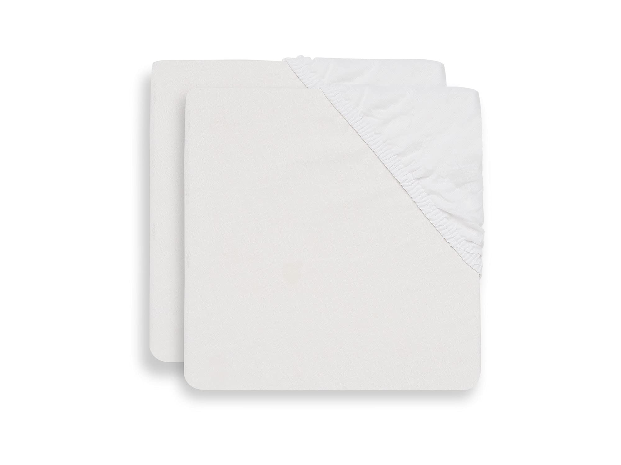 Jollein Jersey Cotton Bed Fitted Sheet 2-Piece Set, 120 cm Length x 60 cm Width, White