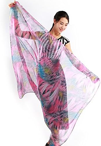Luxury Silk Mix Microfiber Digital Painting Female Shawl Beach Dress Women Scarves Oversized 55*55 Inches (Pink)