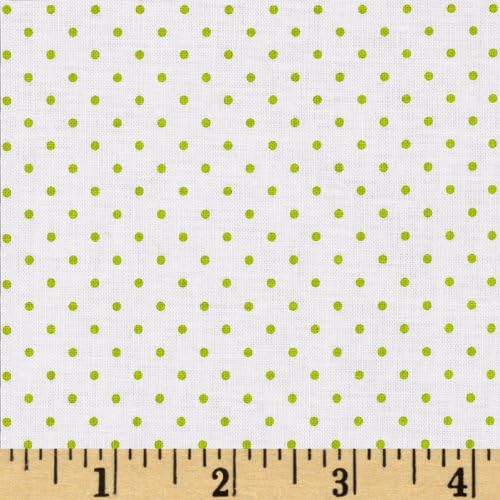 Swiss Dot On White Lime, Quilting Fabric by the Yard