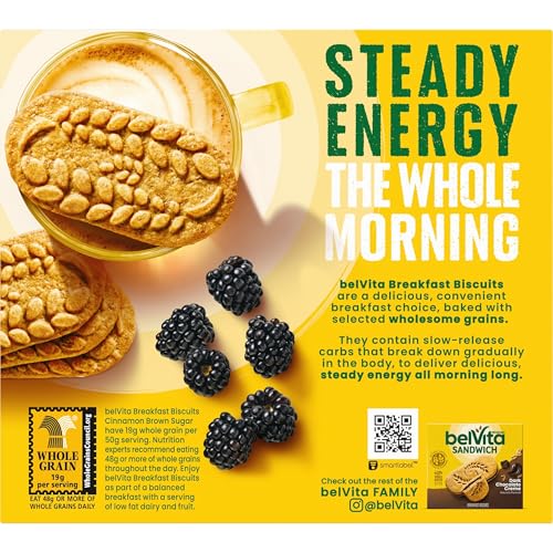 BELVITA BREAKFAST BARS BISCUITS, CINNAMON BROWN SUGAR, 5 PACKS (4 BISCUITS PER PACK)