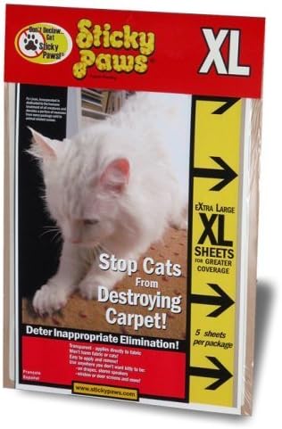Sticky Paws Furniture Strips Keep Cats From Scratching Couches & Destroying Carpet - 5 XL Sheets (9" x 12")