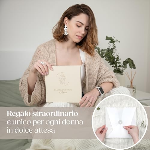 Wellode Pregnancy Diary in Italian with 105 Pages and Stickers – 9 Months of Memories to Keep Forever – Pregnancy Book to Fill in – Precious Gift for Future Mothers (Cream)