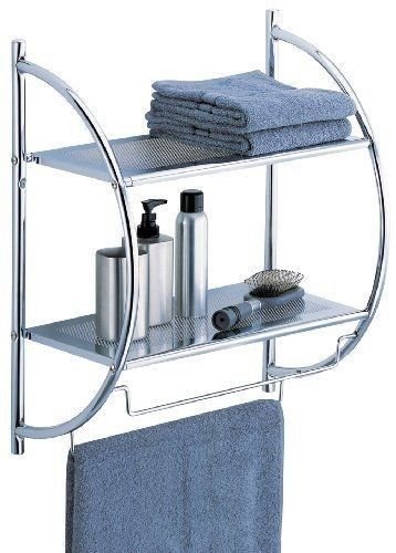 2-Tier Shelf with Towel Bars Organize It All Chrome Finish