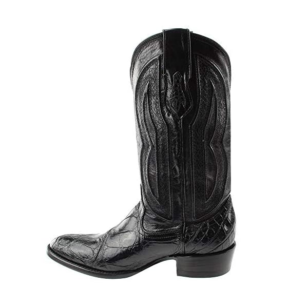 Ferrini Mens Black Leather Alligator Belly R-Toe Stallion Cowboy Boots 11 D - Image 5