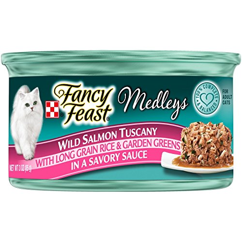 Fancy Feast Elegant Medley`s Wild Salmon Tuscany w/ Long Grain Rice & Garden Greens Cat Food 24 - 3oz Cans