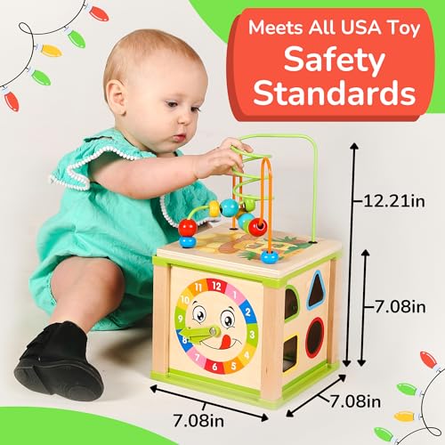 Activity Cube For 1+ Year Old Wooden Activity Cube Montessori
