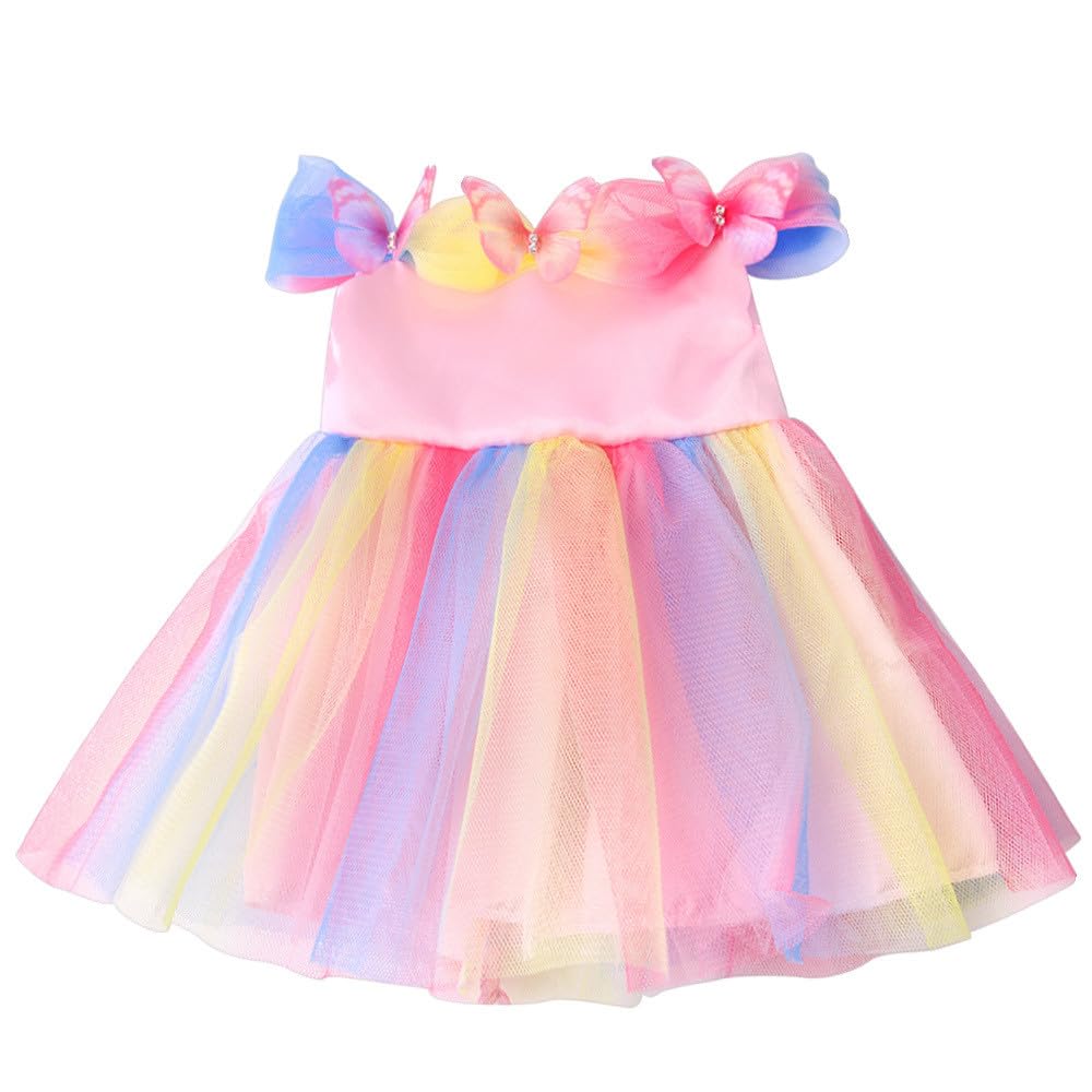 NIXNUT Doll Clothes Long Princess Dress with Colorful Mesh for American Girl Doll 18-inch