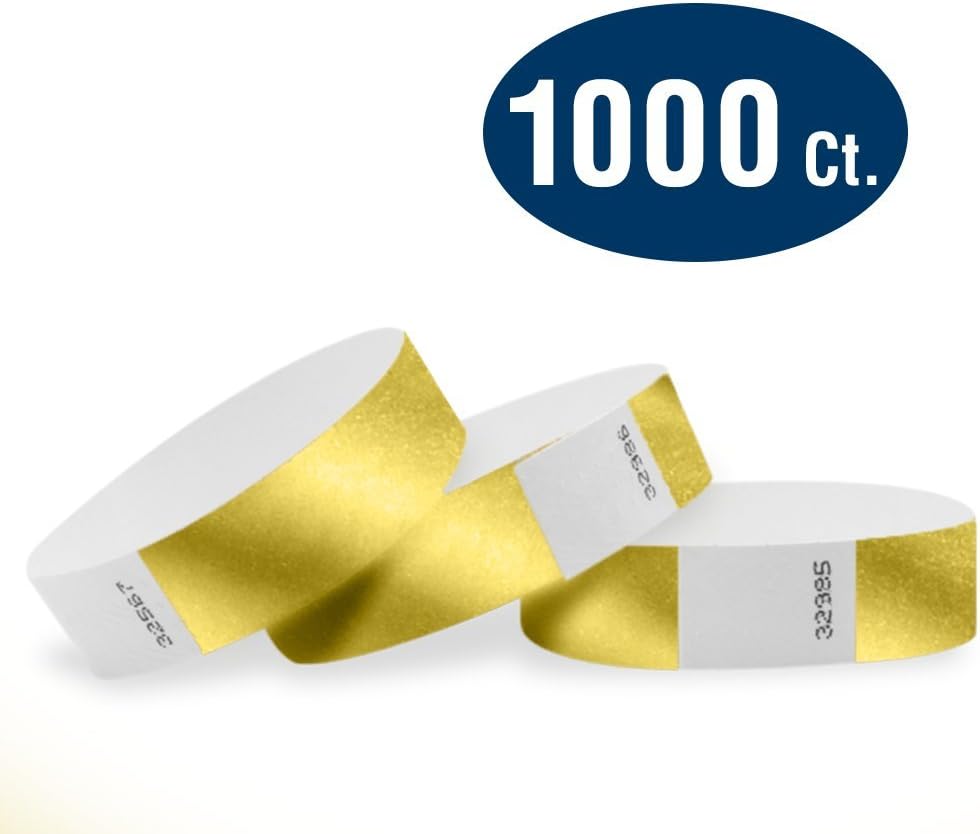 WristCo Deep Metallic Gold 3/4" Tyvek Wristbands 1000