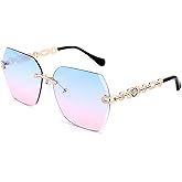 FEISEDY Classic Rimless Sunglasses Women Metal Frame Diamond Cutting Lens Sun Glasses B2567