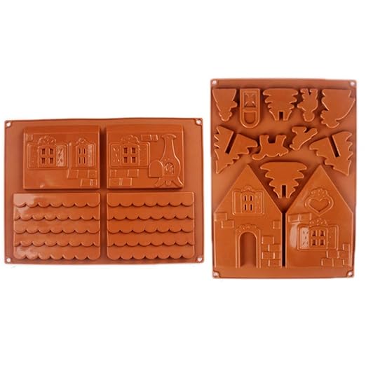 Inherited 2 Pcs Casa Di Pan Di Zenzero Stampo Per Dolci In Silicone Natale Casa Forno Muffa Per Caramelle Natalizie Torte Biscotti Tazze Per