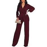 shengfan Formal Jumpsuits for Women Dressy Evening Sexy Deep V Neck Plus Size Long Wide Leg Pants Rompers Clubwear