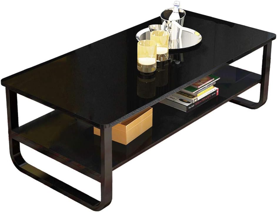 Amazon Com Kimbird Coffee Tea Table Scratch Protection Simple Modern Living Room Coffee Table Double Storage Space Small Apartment Rectangular Wood Desktop And Metal Frame Table Workstation 47 22 8inch Black Home Kitchen