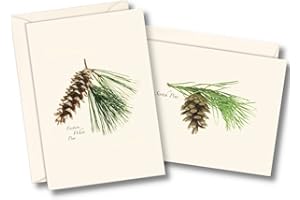 Earth Sky + Water - Pinecone Assortment Notecard Set - 8 Blank Cards with Envelopes (4 Each of 2 Styles)
