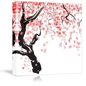 Canvas Prints Wall Art - Japanese Cherry Tree Blossom Watercolor for Art | Modern Wall Decor/Home Decoration Stretched Gallery Canvas Wrap Giclee Print. Ready to Hang - 12" x 12"
