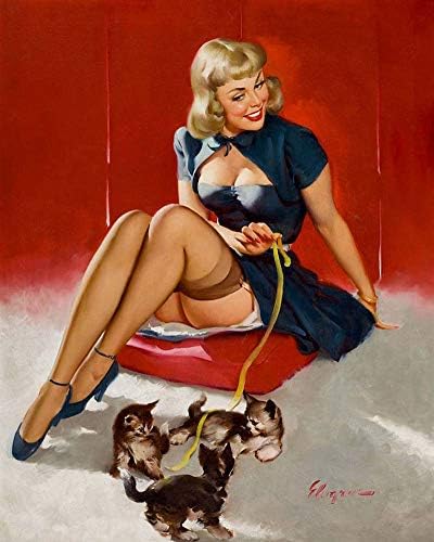 JH Lacrocon Canvas Art Wall Decor Some Cute Tricks 1951 by Gil Elvgren 40X50 cm (Approx. 16X20 inch) Photo - Pin-Up Girl Poster Print Picture Vintage