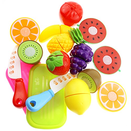 Inxens Fruit Cutting Toys Cutting Fruit Vegetables Pretend Play Food Set of 13 - Thumbnail 3