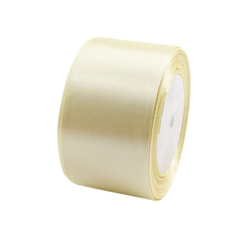 POPOYU 50mm Wide Beige Fabric Satin Ribbon - 23M, Double Sided Satin, Large Thick Polyester Ribbons for Gift Wrapping, Wedding, Car, Sewing, Floral, Sew, Party, Xmas Gift Wrapping Ribbon