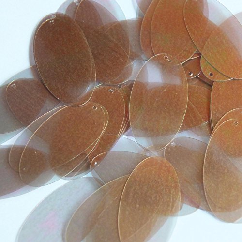 Crystal Bronze Iridescent Sequin Rainbow Oval 1.5 inch Transparent See Thru Couture Loose Paillettes. Made in USA.
