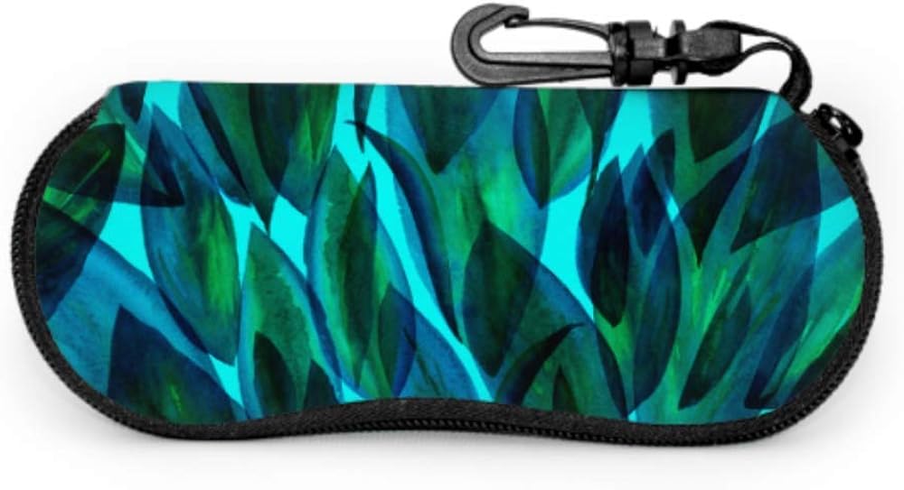 Green Color Retro Natural Art Line Soft Eyeglass Case For Women