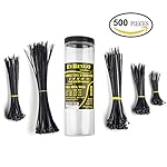 Durable Single-Use Cable Ties (5x100 Pieces) 4, 6, 8, 10 & 12 inch, Black Zip Ties