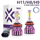 H11 H8 H9 LED Headlight Bulbs 20000LM 200W 6000K Cool White High Beam/Low Beam/Fog Light 4 Side COB Chips Super Bright 360 Degree Auto Headlamp All-in-One Conversion Kit Plug & Play -2 Yr Warranty