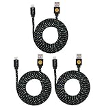3PK 6ft Durable Hi-Speed Braided Flat Noodle Lightning USB SYNC Cable Charger Cord for iPhone 6 / iPhone 6 Plus / iPhone 5 / iPhone 5C / iPhone 5S (Latest IOS Supported) iPad 4 / iPad Mini / iPad Air / iPad Air 2 / iPod Touch 5th Gen / iPod Nano 7th Gen. - (black-black-black)