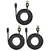 3PK 6ft Durable Hi-Speed Braided Flat Noodle Lightning USB SYNC Cable Charger Cord for iPhone 6 / iPhone 6 Plus / iPhone 5 / iPhone 5C / iPhone 5S (Latest IOS Supported) iPad 4 / iPad Mini / iPad Air / iPad Air 2 / iPod Touch 5th Gen / iPod Nano 7th Gen. - (black-black-black)