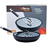 Vesuvio Ceramic Coated Nonstick Frying Pan, 11 Inch | Heat Resistant Silicone Handle + Glass Lid | Durable, High Heat Aluminum Base with No Harmful PTFE, PFOA, Lead or Cadmium | Oven &amp; Dishwasher Safe