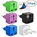 European Plug Adapter by Yubi Power 2 in 1 Universal Travel Adapter with 2 Universal Outlets - 5 Pack - Multi Color- Type C for Europe, France, Germany, Russia, Spain & More.
