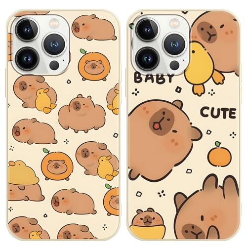PBNDJVG Kawaii Phone Cases Funny Capybara Case for Apple iPhone 15 PRO MAX 6.7 Inch, Anime Cartoon Cute Pattern Shockproof Soft TPU Silicone Gel Drop Protection Case for Women Girls