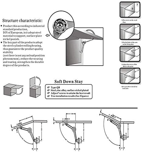 Jeylly Slow Close Lid Support Hinges, Adjustable Lid Stay for Drop Door of Kitchen Toy Box Hinge Support opens lids 75°- 110° - Image 5
