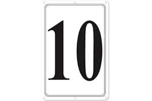 i-CowFun Premium Aluminum Number Signs 10, Metal 12" X 8" Numbered Signs Outdoor for Parking Lots, Floor, Dock, Court, Aisle, Field, High Visibility, No Fade, Weather-resistant