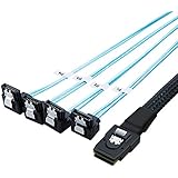 CableCreation Mini SAS 36Pin (SFF-8087) Male to 4x Angle SATA 7Pin female Cable, Mini SAS Host/Controller to 4 SATA Target/Backplane Cable, 3.3FT
