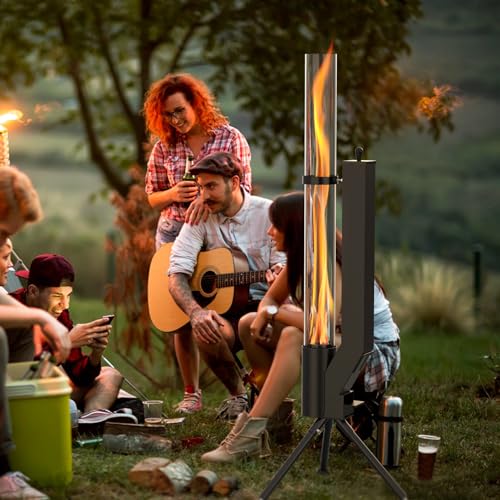 onlyfire Pellet Torch - Garden Fireplace - Outdoor Fireplace for Patio - Outdoor Fire Pit Heater - Outdoor Garden Fire Pit - Pellet Stove