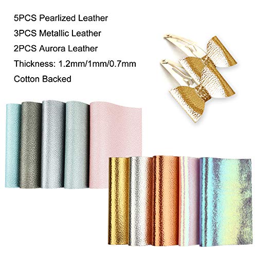 SIMPZIA 25pcs Faux Leather Sheets, 6 Styles Leather Bows Fabric Sheets with 20pcs Alligator Hair Clips, 10pcs Snap Hair Clips, Glue Gun for Bows DIY, Crafts Making