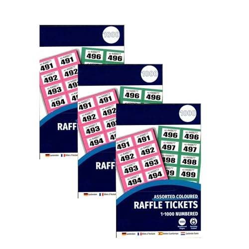 1ABOVE Stationery cloakroom and raffle tickets Tombola Draw Numbered Charity Events Prize Draw Lucky Draw 1-1000 (3)