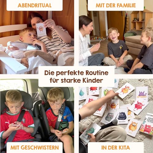 Edubini Emotion Cards for Children [30 Cards + Explanatory Texts] - Emotion Cards for Self-Regulation and a Good Feeling - (Educationally Valuable) - Feeling Monster for Emotional Children
