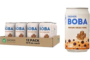 DAOHER BEVERAGE (Pack of 12) DaoHer Brown Sugar BOBA || Premium Canned BOBA || Konjac BOBA || No.1 Canned BOBA Brand
