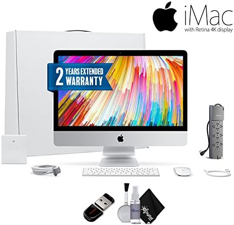 Apple iMac MNE02LL/A 21.5 Inch, 3.4GHz Intel Core i5, 8GB RAM, 1TB Fusion Drive, Silver Home Office Bundle With Warranty