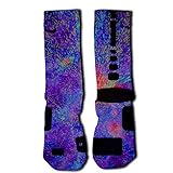 Custom Nike Elite Acid Rain socks Small Purple Green Pink