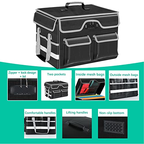 File Box with Lock Fireproof Document Box with Lid Handles Collapsible