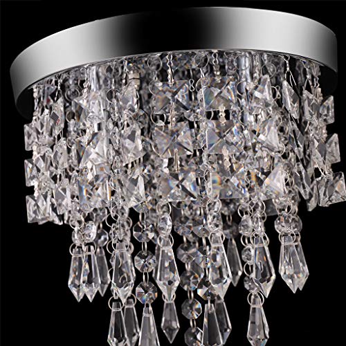 Aviat Crystal Chandelier Lighting, Flush Mount Ceiling Light G9, Modern Pendant Lamp Fixture for Bedroom, Hallway, Shipping from USA (Silver) - Thumbnail 6
