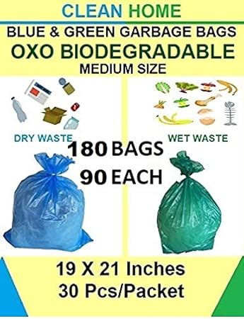 Clean Home- OXO Biodegradable Garbage Bags 6 Pack Medium Size 48 X 54 cm (19 X 21 inch)