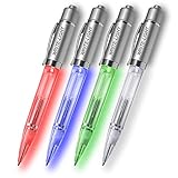 Write-Light 4 Pack LED Light Pens. Each Pen Has Its Own Color of Light: Red, Blue, Green, White. (Black Ink) For Students, Nurses, Doctors, Travel, Restaurants, Dream Journal, Night Writing Gift Idea.