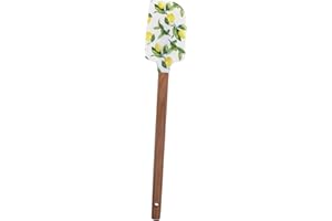 ZUNOXAZ 43g Silicone Kitchen Spatula Round Wood Handle, Pattern Small Baking Spatula for Cake