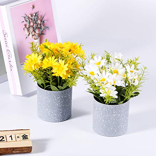 LUEUR Set of 2 Artificial Daisy Flowers in Pots Artificial Gerber